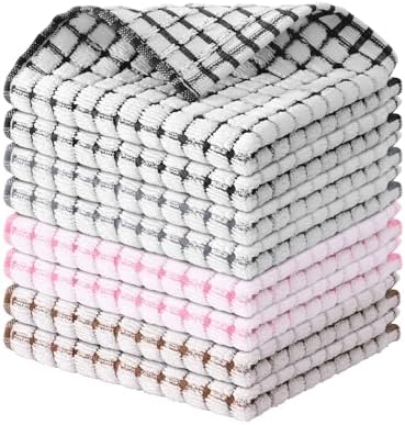 Kitinjoy Cotton 8 Pack Terry Kitchen Dish Cloths, Mix Color by Kitinjoy