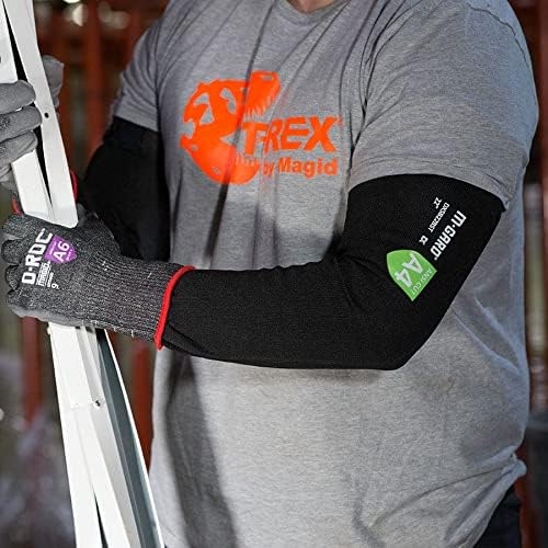 MAGID Cut Resistant Protective Arm Sleeves with Thumb Slot, 1 Pair, Black I Thumbslot: Yes, 22"