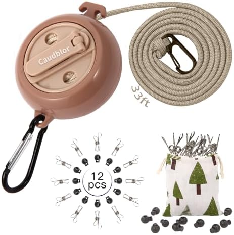 Portable Travel Clothesline, 33ft Camping Clothes line by Caudblor