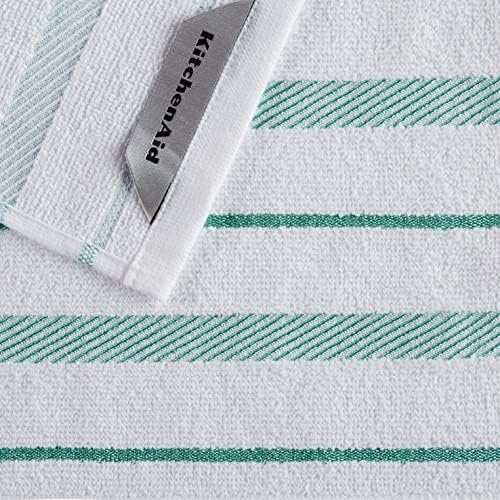 KitchenAid Albany Dishcloth 8 Pack Set, Aqua Sky/White - Image 4