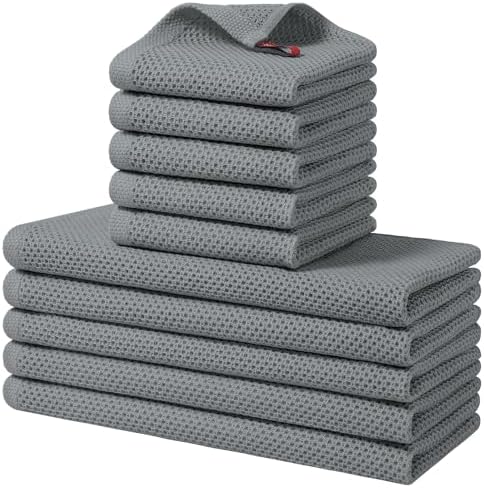 Homaxy 10 Pack 100% Cotton Kitchen Towels and Dishcloths Set by Homaxy
