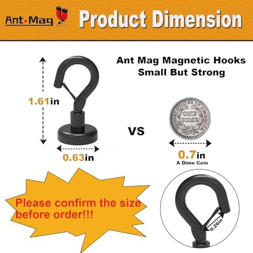Ant Mag Magnetic Hooks Heavy Duty 22LBS Strong Magnet Snap Hooks 16 Pack - Image 2