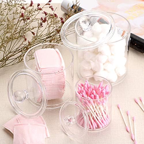 Hipiwe Set of 3 Cotton Ball and Swab Organizer Acrylic Q-Tips Jar - Image 4