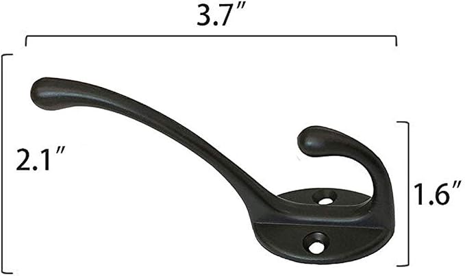 IBosins 10 Pack Black Double Coat Hooks No Rust Hooks - Image 3