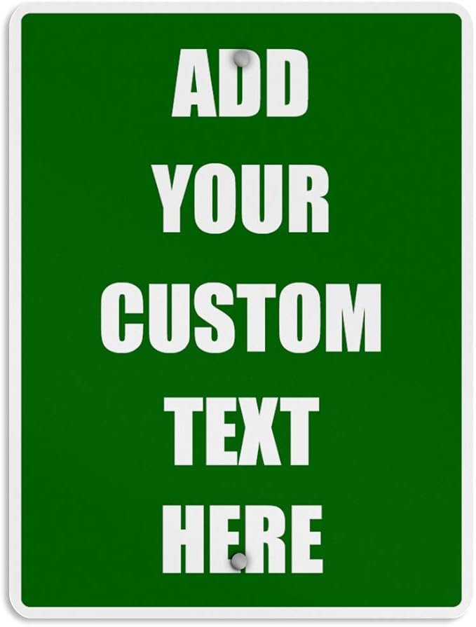 Aluminum Weatherproof Metal Sign Multiple Sizes Custom Personalized Text Here Green White Directions Vertical Street 12x18Inches