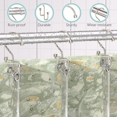 Bathway 12-Pack Double Shower Curtain Hooks, Rust-Resistant Metal Shower - Image 4