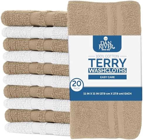 DAN RIVER 100% Cotton Washcloths 20 Pack Premium Quality Face and Body Cloth - Image 2