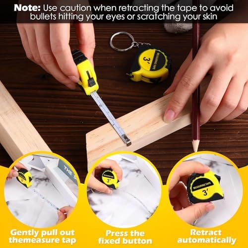 Kanayu 100 Pcs Mini Tape Measure Keychains 3 ft Small Retractable Measuring - Image 4