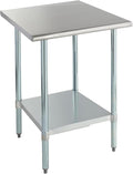ROCKPOINT Stainless Steel Table for Prep & Work 30x30 Inches, NSF Metal Commercial Kitchen Heavy Duty Table with Adjustable Under Shelf and Table Foot for Restaurant, Home and Hotel