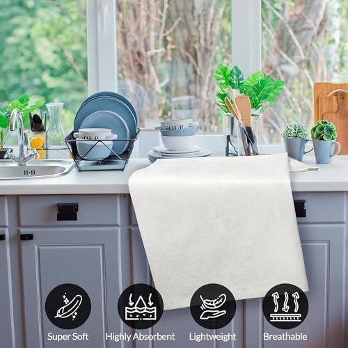 ROYALE LINENS Flour Sack Towels – 24 Pack 28x28 Inch White Kitchen Dish Towels - Image 4