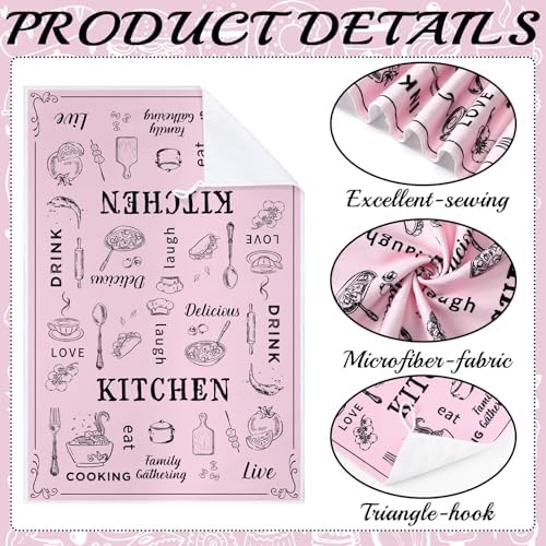 Bencailor 6 Pcs Pink Kitchen Towels Decorative Sets Dish Towels Absorbent Fast - Image 5