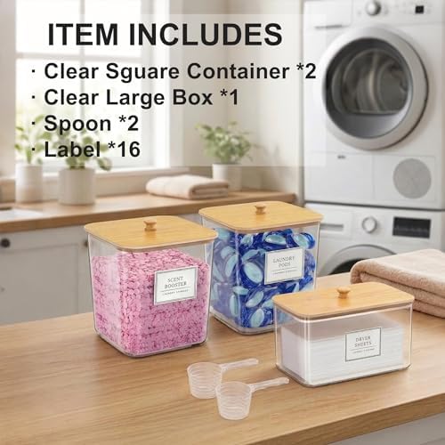 FUSHITON Laundry Pods Storage Container, 2+1 Set Clear Storage Bins - Image 3
