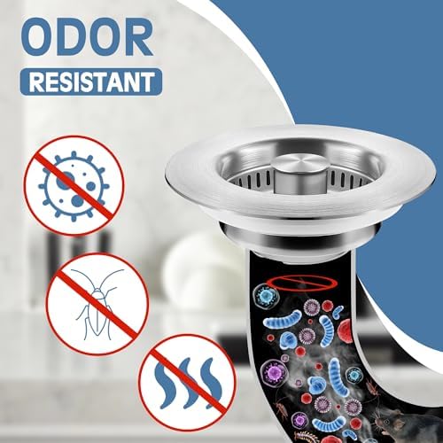 Kitchen Sink Drain Strainer 4 Pack, 304 Stainless Steel Pop Up Sink Stopper - Image 4