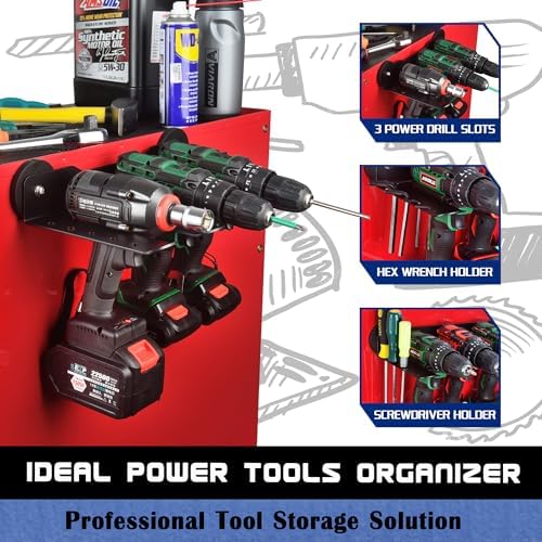 ULIBERMAGNET Power Tool Organizer, 3 Slot Utility Storage Rack Shelf - Image 3