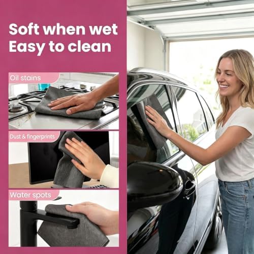 6 Pcs Genie Magic Cleaning Cloths, 12*16IN Large Thicked Microfiber Towels - Image 6
