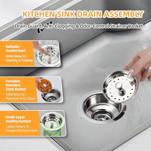 Kitchen Sink Drain Assembly, Basket Strainer - Image 4