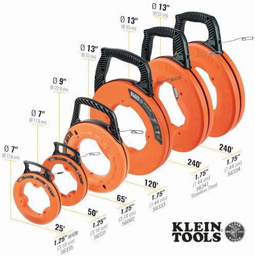 Klein Tools 56335 Flat Steel Electrical Fish Tape, 25-Foot 1/4-Inch Wide Spring - Image 3