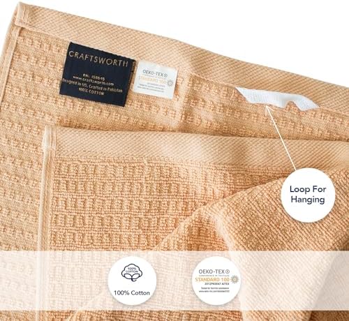CRAFTSWORTH Cotton Kitchen Towels15 x 26" Solid Tan Kitchen Hand Towels - Image 4