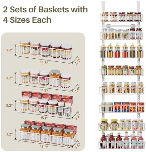 Delamu Adjustable Cabinet Door Organizer, 8-Tier Hanging Spice Rack Organizer - Image 5