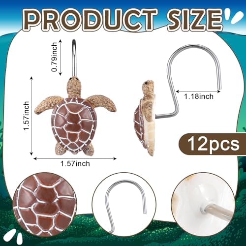 Amyhill 12 Pcs Shower Curtain Hooks Decorative Shower Curtain Rings Stainless - Image 2