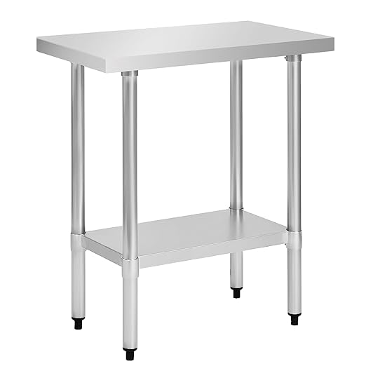 COOLCHEF Stainless Steel Work Table 18 x 36 Inch, NSF Commercial Prep Table with Undershelf, Heavy Duty Food Prep Workstation