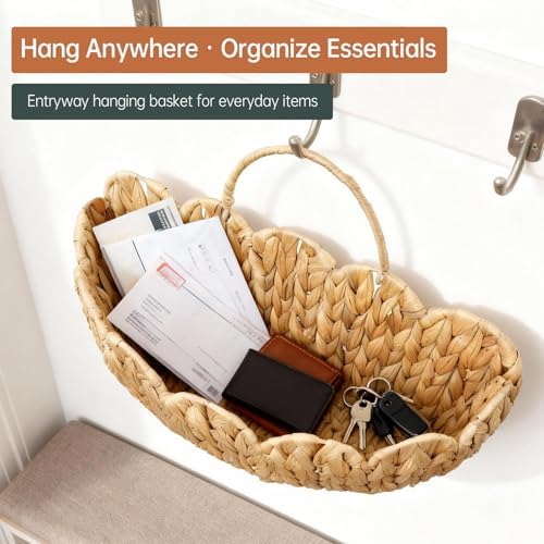 Coeusy Water Hyacinth Hanging Basket, Scalloped Wall Basket - Image 5