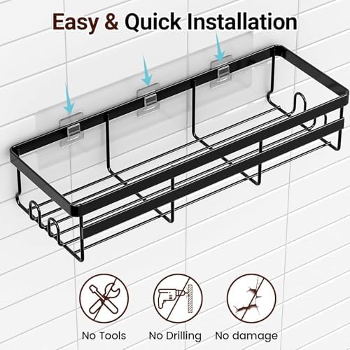 WOWBOX 4 Pack Adhesive Shower Caddies, No Drill Bathroom Shelves - Image 6