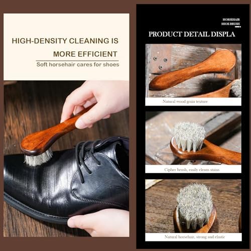 shoe care kit horsehair brush, long-handled round brush, polishing cloth - Image 6
