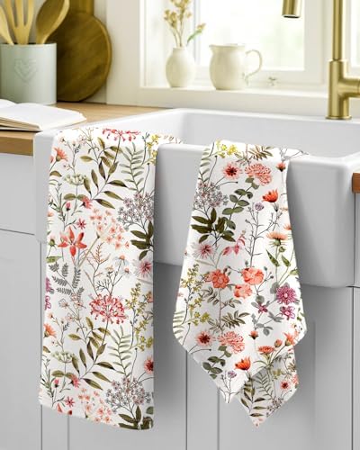 Miss Adola 150GSM Flour Sack Kitchen Towels Set of 2, Flower Shrubs - Image 2