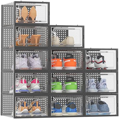 HOMIDEC Clear Shoe Storage Boxes, Stackable Shoe Organizer by DecorateYourHome