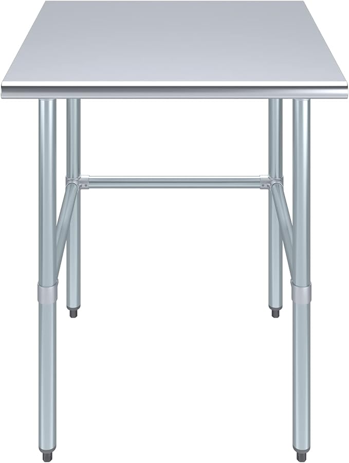 AmGood Stainless Steel Work Table Open Base | NSF Kitchen Island Food Prep | Laundry Garage Utility Bench (30" Long X 30" Deep)
