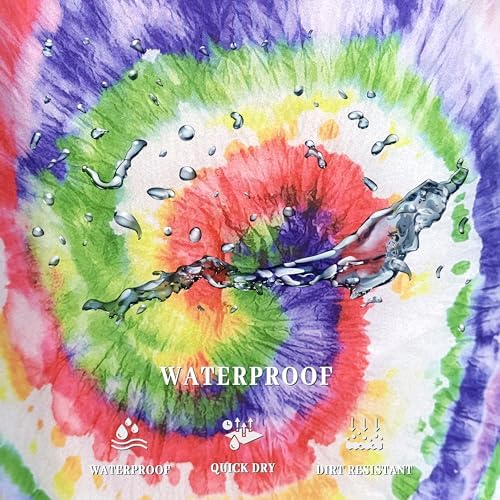 Tie Dye Laundry Basket Oxford Cloth Foldable Hamper 18.9x16.5 Inch - Image 5