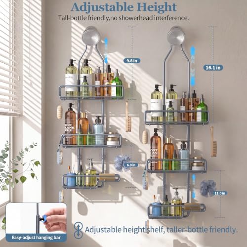 Skyapex Shower Caddy Hanging Bathroom Organizer: Over Head Adjustable Rack - Image 3