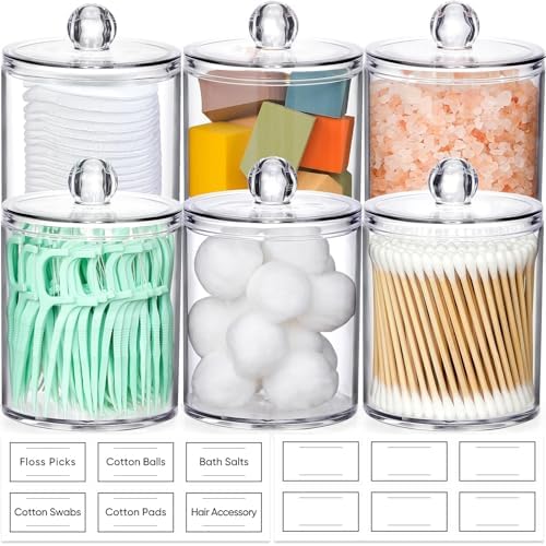 6 Pack Acrylic Qtip Holder Dispenser by AOZITA