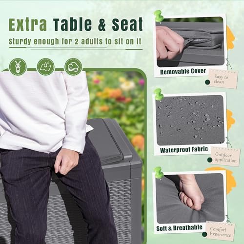 Greesum 100 Gallon Resin Deck Box Large Outdoor Storage - Image 3