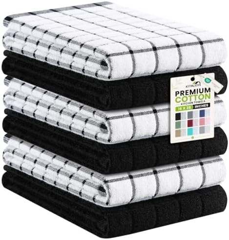 Kitinjoy Premium Kitchen Towels, Large 100% Cotton Terry 390 GSM Kitchen Hand by Kitinjoy