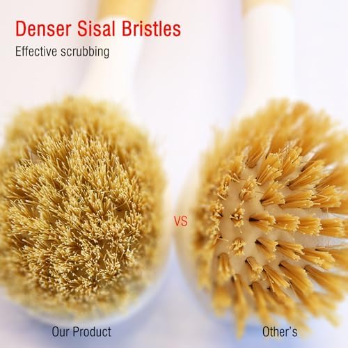 Wooden Dish Brush, Natural Soft Bristle Kitchen Dish Scrubber - Image 3