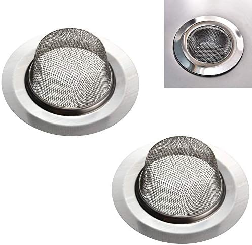 2 Pcs Stainless Steel Kitchen Mesh Silver Sink Strainer Large Wide Rim 4.5" - Image 4