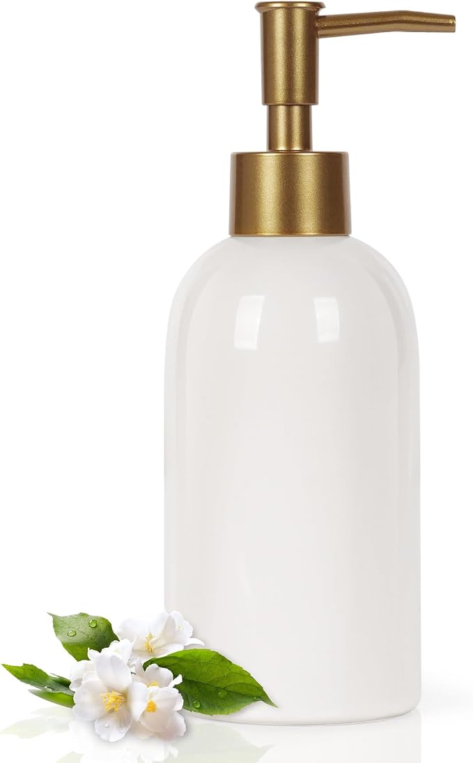 Natheeph 14OZ Ceramic Soap Dispenser Bathroom/Kitchen Can Fill Liquid-White | by Natheeph