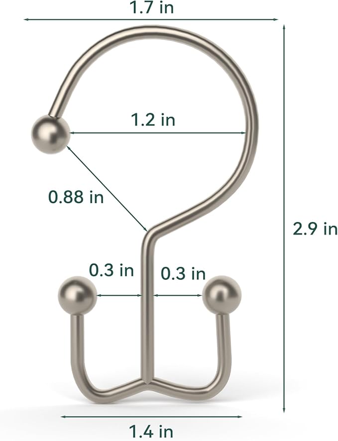 Shower Curtain Hooks, Durable Shower Curtain Rings Rust Proof, Double Glide - Image 4