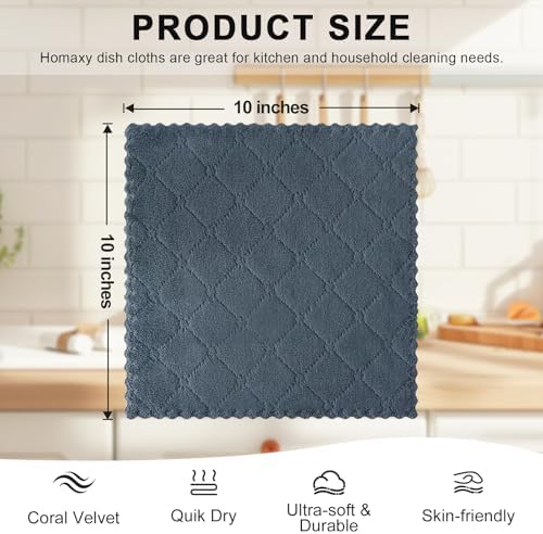 Homaxy 12 Pack Super Soft & Absorbent Dish Cloths, Dark Grey - Image 5