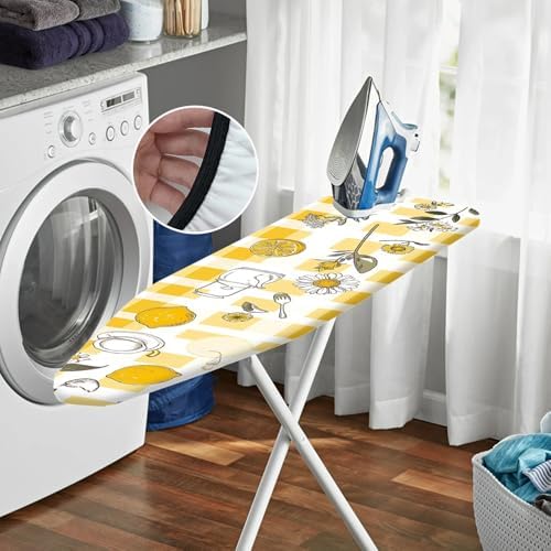 Nuxovilar Yellow Gingham Lemons Ironing Board Cover 15x54 Polyester - Image 6
