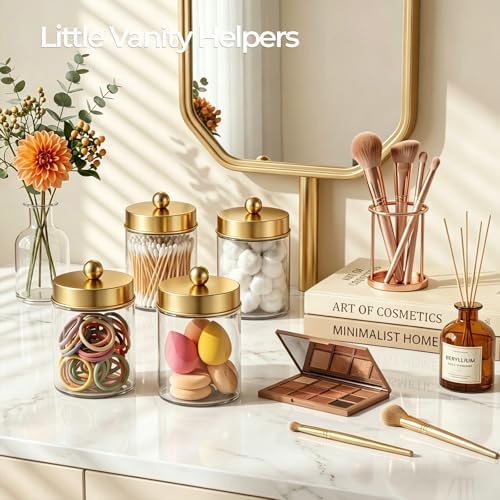 Amolliar Clear Glass Apothecary Jar Qtip Holder w/Metal Lids - Image 5