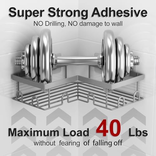 Liuoud Corner Shower Caddy, 5 Pack Adhesive Stainless Steel Organizer - Image 4