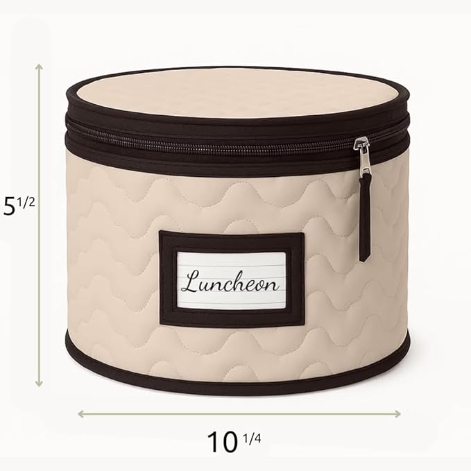 Dinner Plates Storage - Quilted Microfiber China Organizer Box with Dividers , Protects & Organizes Up to 12 Plates of 10" - Ideal for Seasonal Dishware Protection