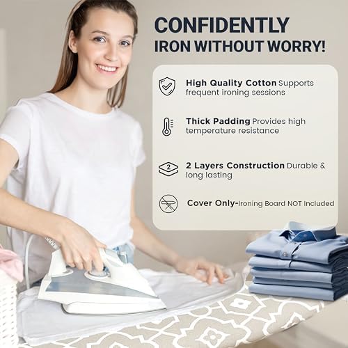 UniSimp Ironing Board Cover and Pad 18"x54" Extra Thick Natural Cotton Scorch & - Image 6