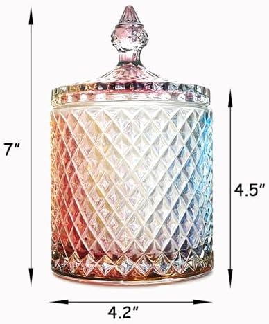 20 oz Colorful Glass Jar With Lid Candy Cookie Jars Jewelry Box Buffet Dish - Image 2