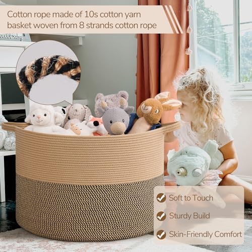 INDRESSME 115L Extra Large Woven Wicker Blanket Basket Living Room - Image 3