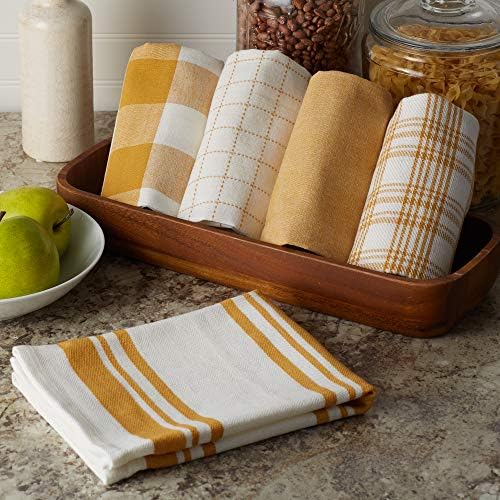 DII Basic Kitchen Large Cotton Dishtowel Set of 5, Honey Gold - Image 3