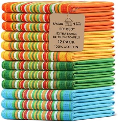 Urban Villa Kitchen Towels Cotton Dish Towels 20”x30” Multi by CottonTrends